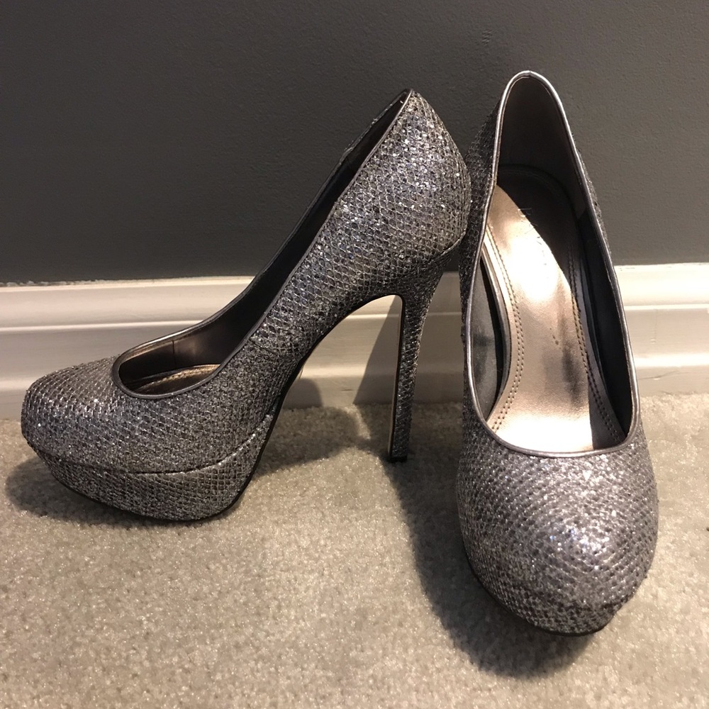 Silver sparkle heels